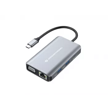 Conceptronic DONN21G nešiojamojo kompiuterio dokas / prievado replikatorius, laidinis USB 3.2 Gen 1 (3.1 Gen 1) Type-C, pilka