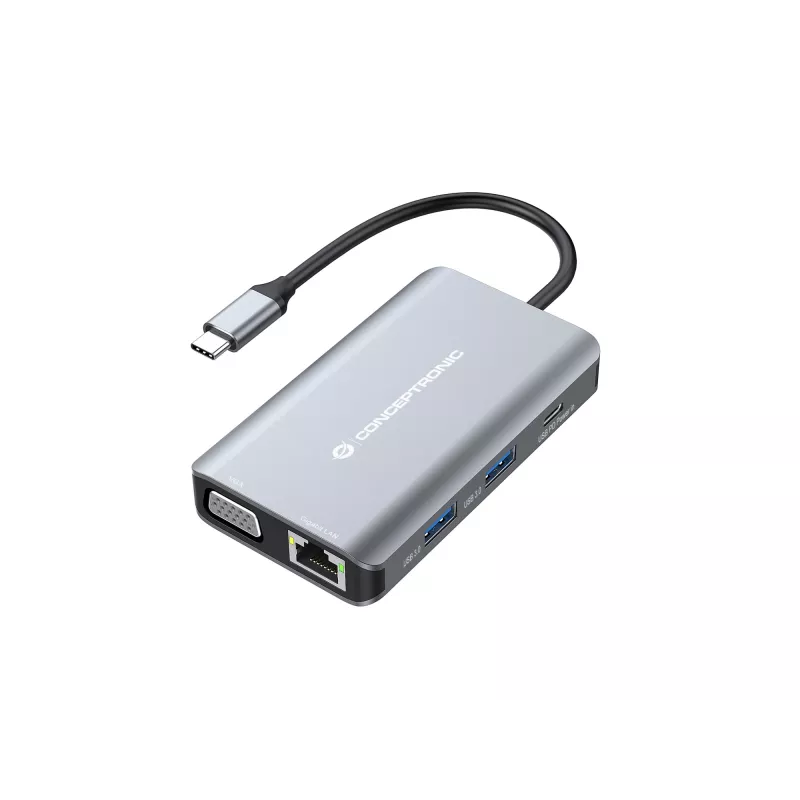 Conceptronic DONN21G nešiojamojo kompiuterio dokas / prievado replikatorius, laidinis USB 3.2 Gen 1 (3.1 Gen 1) Type-C, pilka