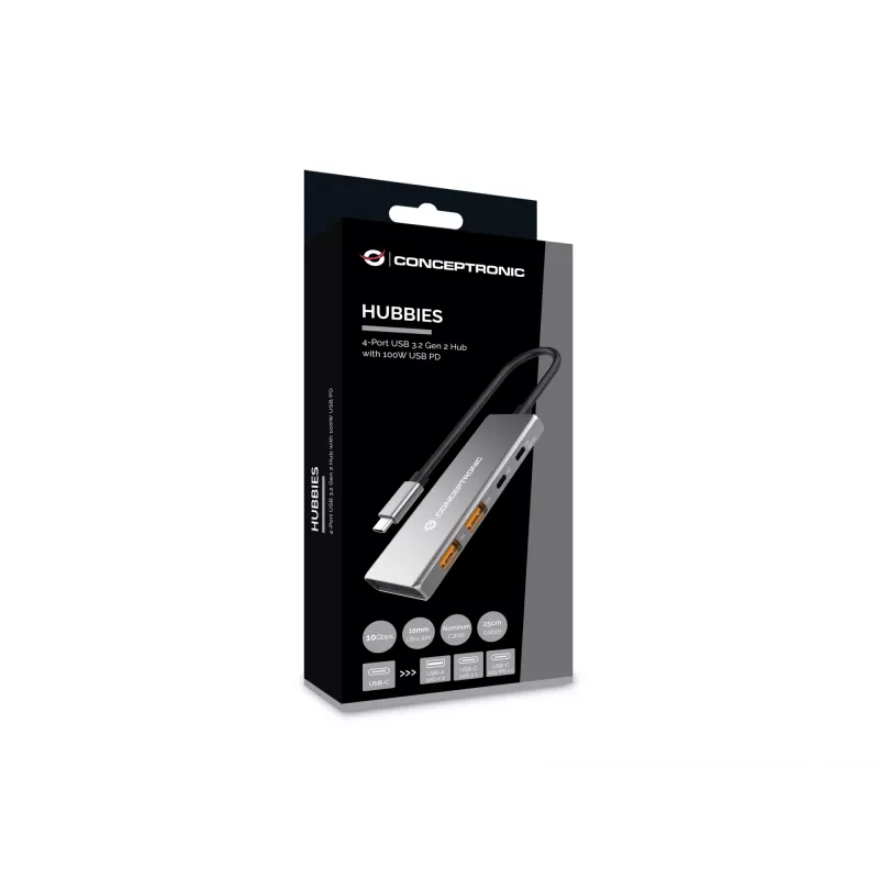 Conceptronic HUBBIES15G sąsajos šakotuvas USB 3.2 Gen 2 (3.1 Gen 2) Type-C 10000 Mbit/s pilka
