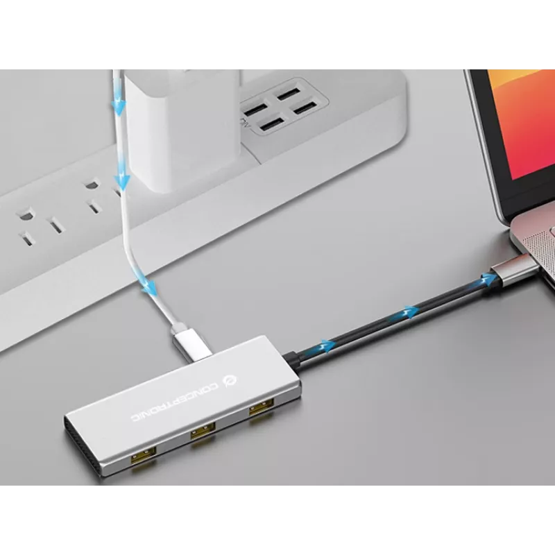 Conceptronic HUBBIES17G sąsajos šakotuvas USB 3.2 Gen 2 (3.1 Gen 2) Type-C 10000 Mbit/s pilka