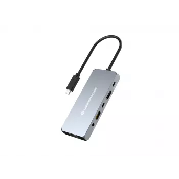 Conceptronic DONN22G nešiojamojo kompiuterio dokas/portų replikatorius Laidinis USB 3.2 Gen 2 (3.1 Gen 2) Type-C pilka