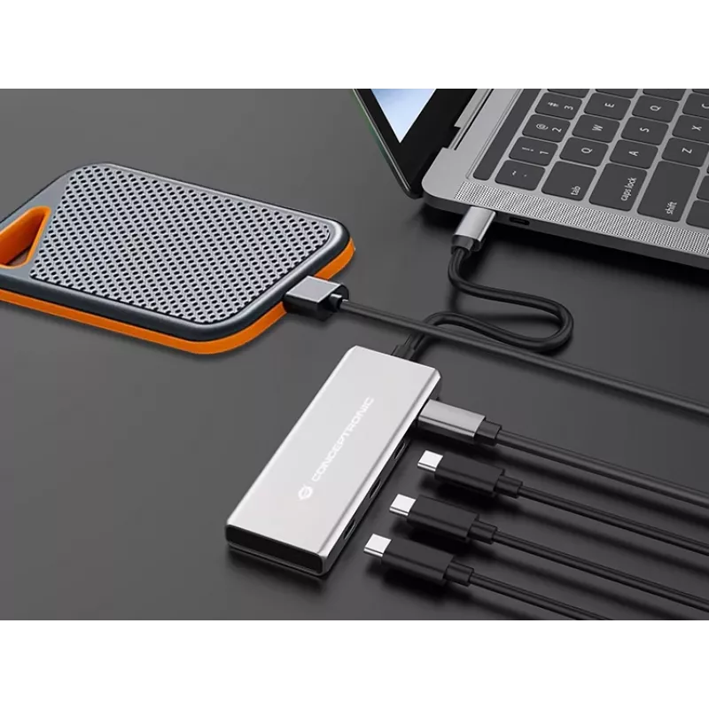 Conceptronic HUBBIES16G sąsajos šakotuvas USB 3.2 Gen 2 (3.1 Gen 2) Type-C 10000 Mbit/s pilka