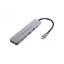 6-in-1 USB 3.2 Gen 1 dokacijos stotelė CONCEPTRONIC DONN33G HDMI, 2×USB-A 5Gbps, 2×USB-C 5Gbps, 100W USB PD, sidabrinė