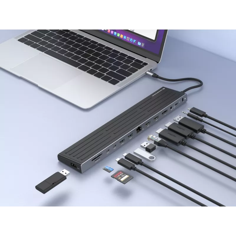 Doko stotelė Conceptronic DONN32B 14-in-1 USB 3.2 Gen 1 HDMI DP