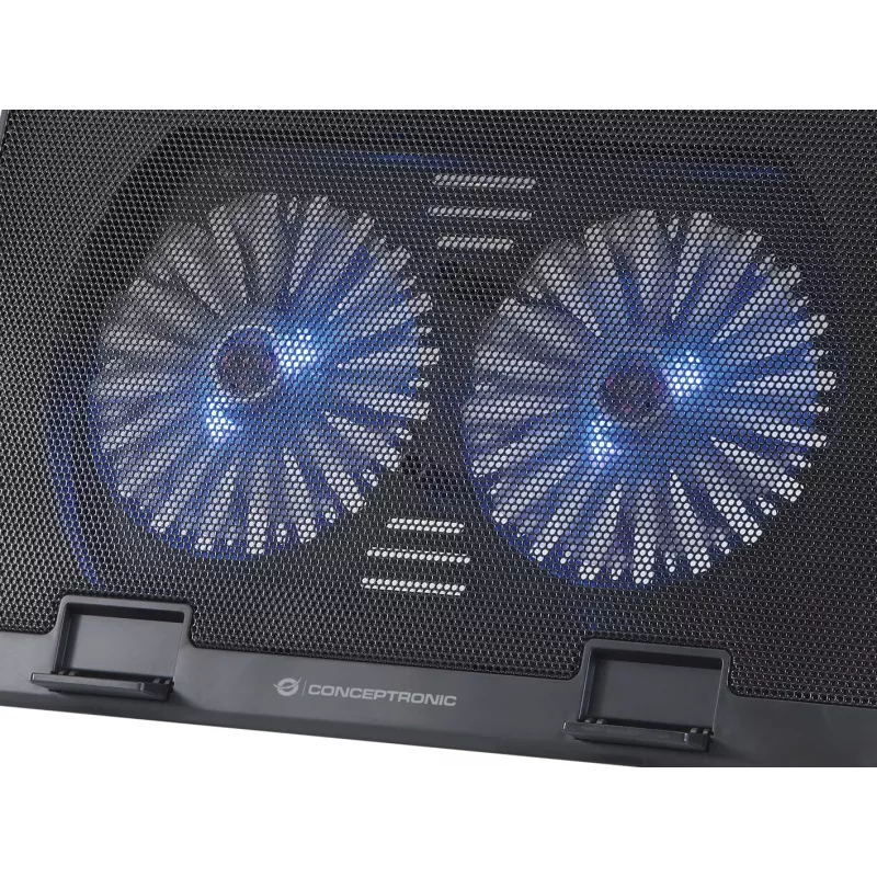 Conceptronic THANA nešiojamojo kompiuterio aušinimo padėklas, tinka iki 17 colių, 2 ventiliatoriai