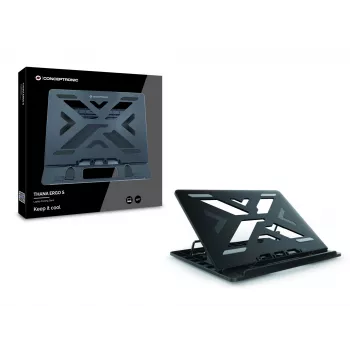 Conceptronic ERGO nešiojamojo kompiuterio aušinimo stovas Nešiojamojo kompiuterio stovas Juodas 39.6 cm (15.6 colių)