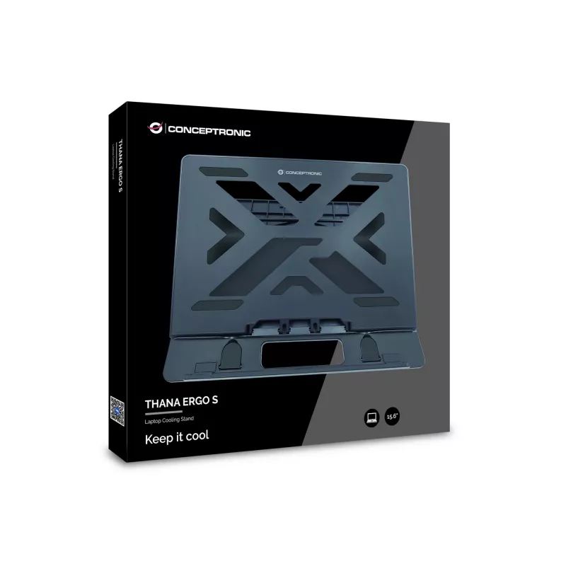 Conceptronic ERGO nešiojamojo kompiuterio aušinimo stovas Nešiojamojo kompiuterio stovas Juodas 39.6 cm (15.6 colių)