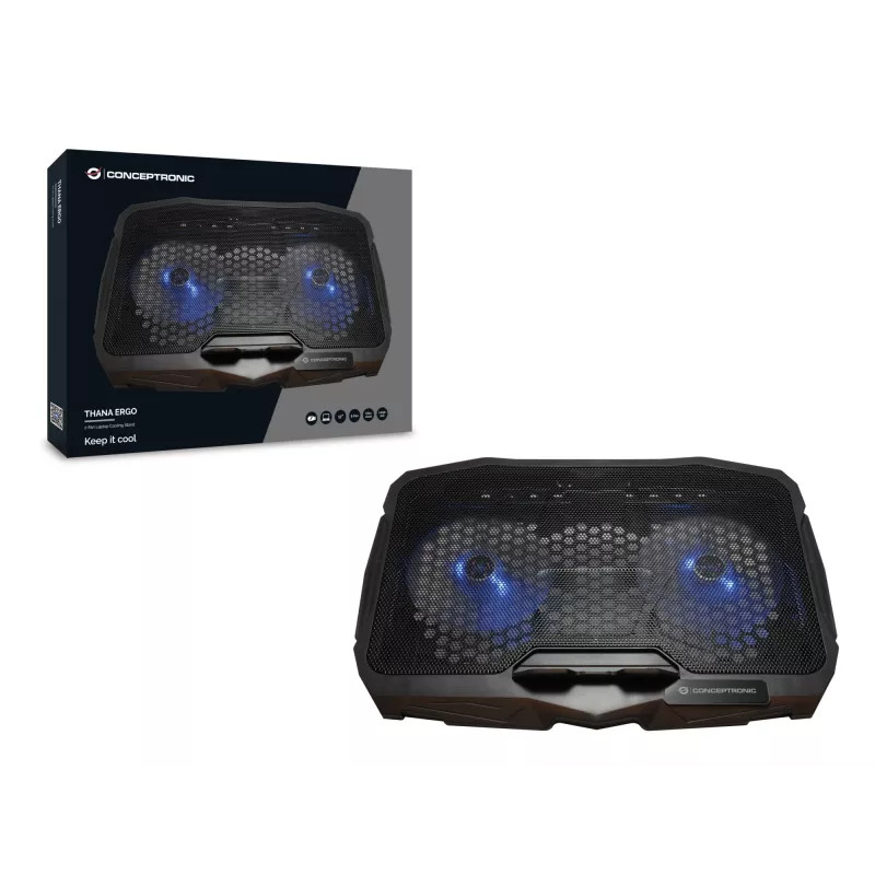 Conceptronic THANA07B nešiojamojo kompiuterio aušinimo padėklas 43,2 cm (17 colių) Juoda