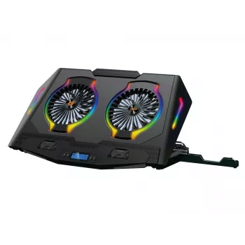 Conceptronic THYIA ERGO 2 ventiliatorių žaidimų nešiojamojo kompiuterio aušinimo stovas, 43,2 cm (17 colių), 2 vnt., Mygtukai, Juoda, Mėlyna, Žalia, Raudona, Kinija