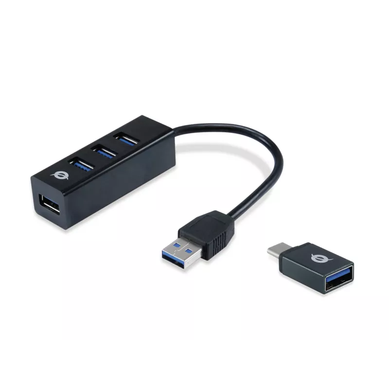 USB Hub Conceptronic HUBBIES 4-Port USB 3.0 Hub su USB-C OTG Adapter