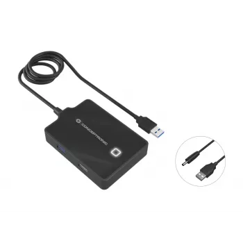 Conceptronic HUBBIES 4 prievadų USB 3.0/2.0 šakotuvas, 90 cm laidas, USB 3.2 Gen 1 (3.1 Gen 1) Type-A, Juoda, USB 2.0, USB 3.2 Gen 1 (3.1 Gen 1) Type-A, China, 87 mm, 55 mm