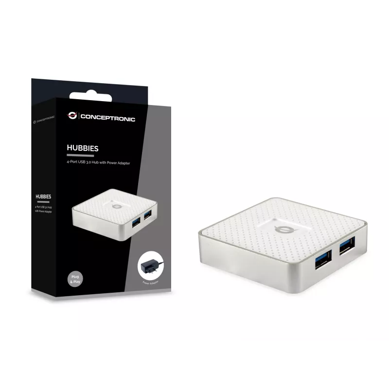 Conceptronic HUBBIES03W sąsajos šakotuvas USB 3.2 Gen 1 (3.1 Gen 1) Micro-B 5000 Mbit/s Baltas