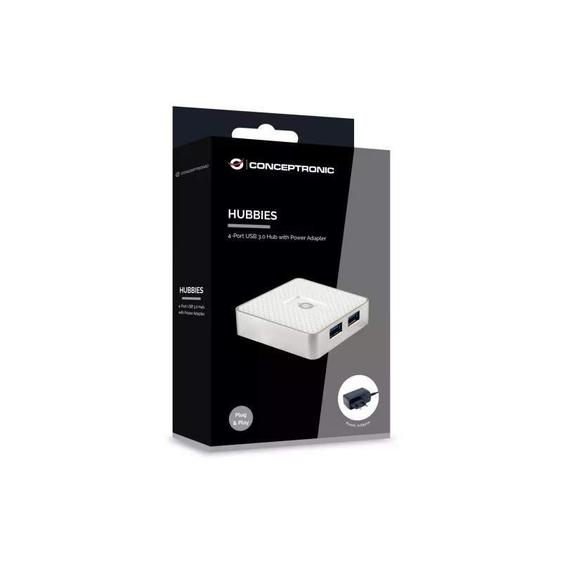 Conceptronic HUBBIES03W sąsajos šakotuvas USB 3.2 Gen 1 (3.1 Gen 1) Micro-B 5000 Mbit/s Baltas
