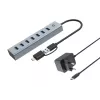 Conceptronic HUBBIES21GP 7 prievadų USB 3.0 šakotuvas su maitinimo adapteriu, 5 Gbps, USB-A x 7