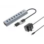 Conceptronic HUBBIES21GP 7 prievadų USB 3.0 šakotuvas su maitinimo adapteriu, 5 Gbps, USB-A x 7