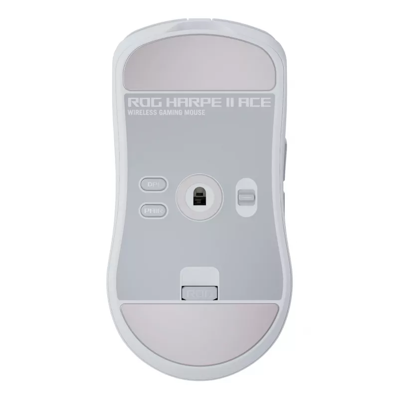 Žaidimų pelė ASUS ROG Harpe II Ace, dešiniarankė, optinė 42 000 DPI, RF Wireless + Bluetooth + USB Type-A, 5 mygtukai, balta