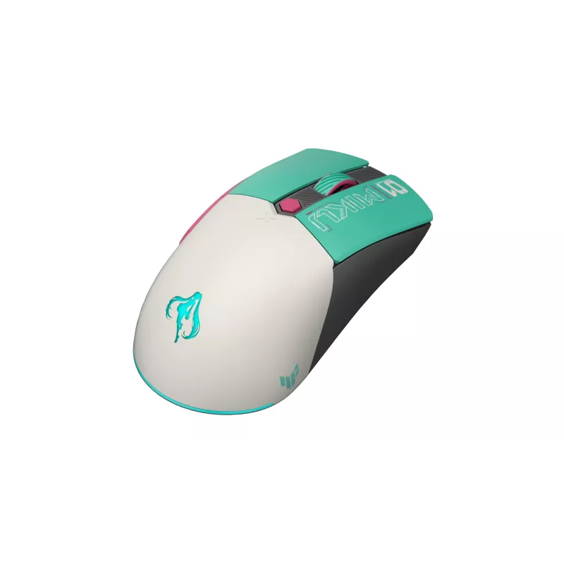 ASUS TUF Gaming Mini belaidė Hatsune Miku Edition pelė, dešiniarankiams, RF belaidė + Bluetooth + USB Type-A, optinė, 1200 DPI