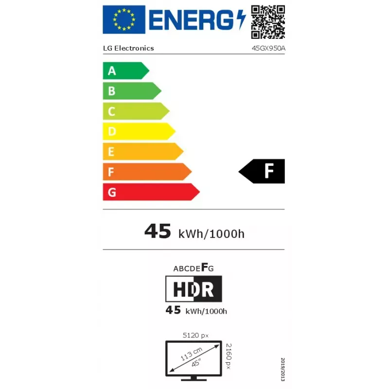 LG 45GX950A-B kompiuterio monitorius 114,3 cm (45 colių) 5120 x 2160 pikselių WUHD OLED juodas