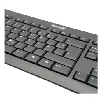 TERRA 1500 klaviatūra su pele, skirta biurui, laidinė, USB, QWERTZ, vokiška, juoda