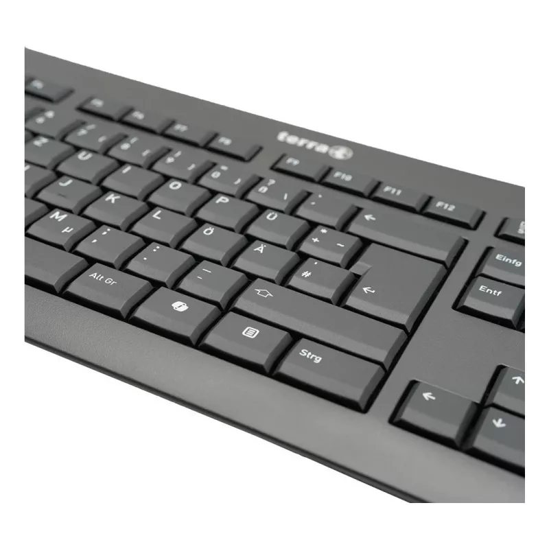 TERRA 1500 klaviatūra su pele, skirta biurui, laidinė, USB, QWERTZ, vokiška, juoda