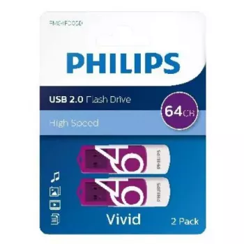 Philips FM64FD05D USB atmintukas 64 GB USB Type-A 2.0 Violetinė, Balta