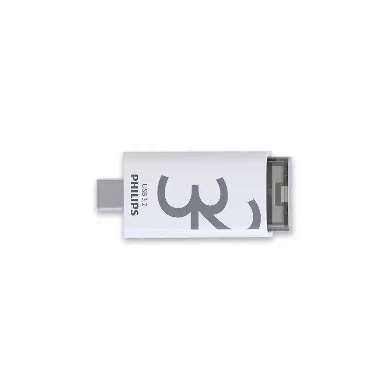 Philips Click USB atmintukas 32 GB USB Type-C 3.2 Gen 1 (3.1 Gen 1) Skaidrus, Baltas