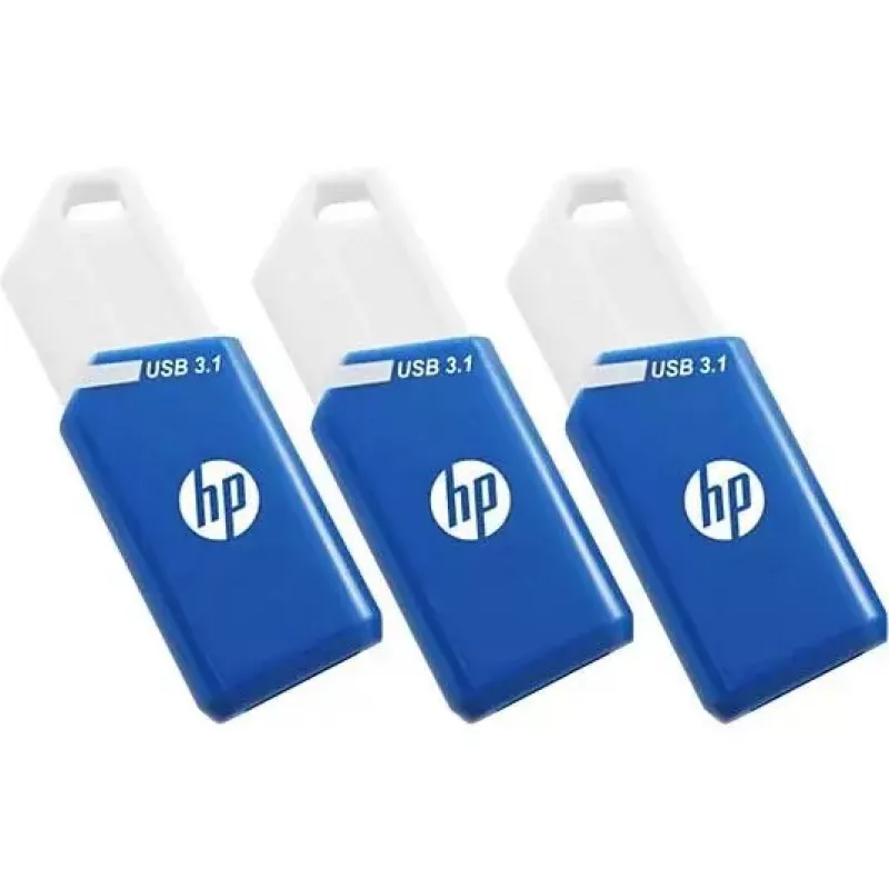 USB atmintinė HP X755W PACK x3 — 128 GB, USB Type-A 3.2 Gen 1, slankioji konstrukcija, mėlyna/baltas