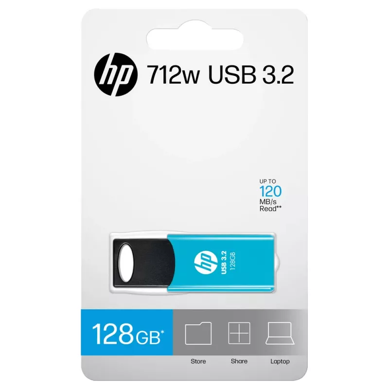 HP 712w 128 GB USB atmintukas USB Type-A 3.2 Gen 1 (3.1 Gen 1) mėlynas, slankiojamoji konstrukcija