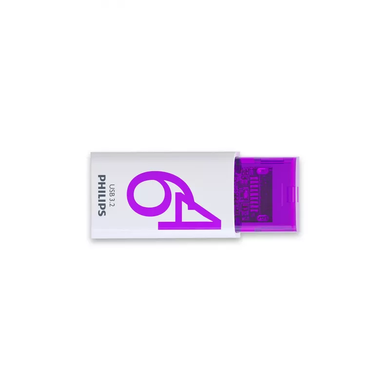 Philips Click USB atmintinė 64 GB USB Type-C 3.2 Gen 1 (3.1 Gen 1) Violetinė, Balta