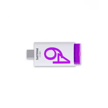 Philips Click USB atmintinė 64 GB USB Type-C 3.2 Gen 1 (3.1 Gen 1) Violetinė, Balta