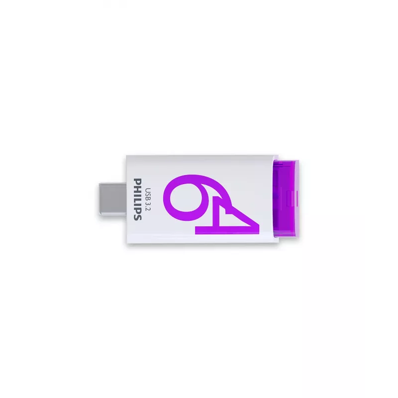 Philips Click USB atmintinė 64 GB USB Type-C 3.2 Gen 1 (3.1 Gen 1) Violetinė, Balta