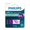 Philips Click USB atmintinė 64 GB USB Type-C 3.2 Gen 1 (3.1 Gen 1) Violetinė, Balta
