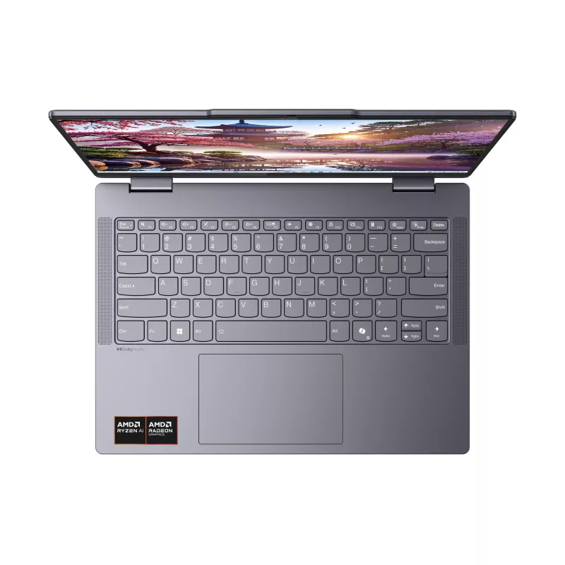 Lenovo IdeaPad 5 2-in-1 14AKP10 Copilot+ PC AMD Ryzen™ AI 7 350 Hibridas (2-in-1) 35,6 cm (14 colių) jutiklinis ekranas WUXGA 16 GB LPDDR5x-SDRAM 512 GB SSD Wi-Fi 7 (802.11be) Windows 11 Home vokiška pilka