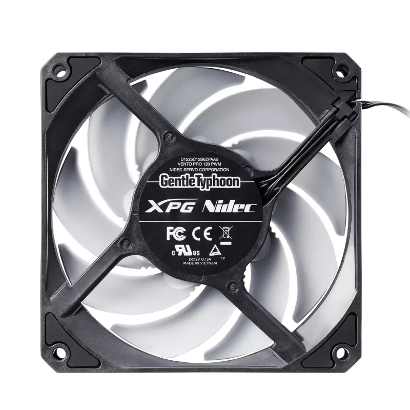 XPG VENTO PRO 120 PWM Juoda, ventiliatorius, 12 cm, 450 RPM, 2500 RPM, juoda, balta