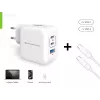 Conceptronic 3 prievadų 67W GaN USB PD įkroviklis su USB-C įkrovimo kabeliu, 2x USB-C, 1x USB-A, QC 3.0, PPS