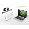 Conceptronic 3 prievadų 67W GaN USB PD įkroviklis su USB-C įkrovimo kabeliu, 2x USB-C, 1x USB-A, QC 3.0, PPS