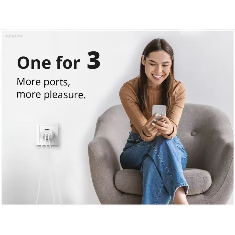 Conceptronic 3 prievadų 67W GaN USB PD įkroviklis su USB-C įkrovimo kabeliu, 2x USB-C, 1x USB-A, QC 3.0, PPS