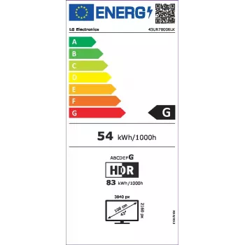 LG UHD 43UR78006LK 109.2 cm (43 colių) 4K Ultra HD išmanusis televizorius Wi-Fi juodas