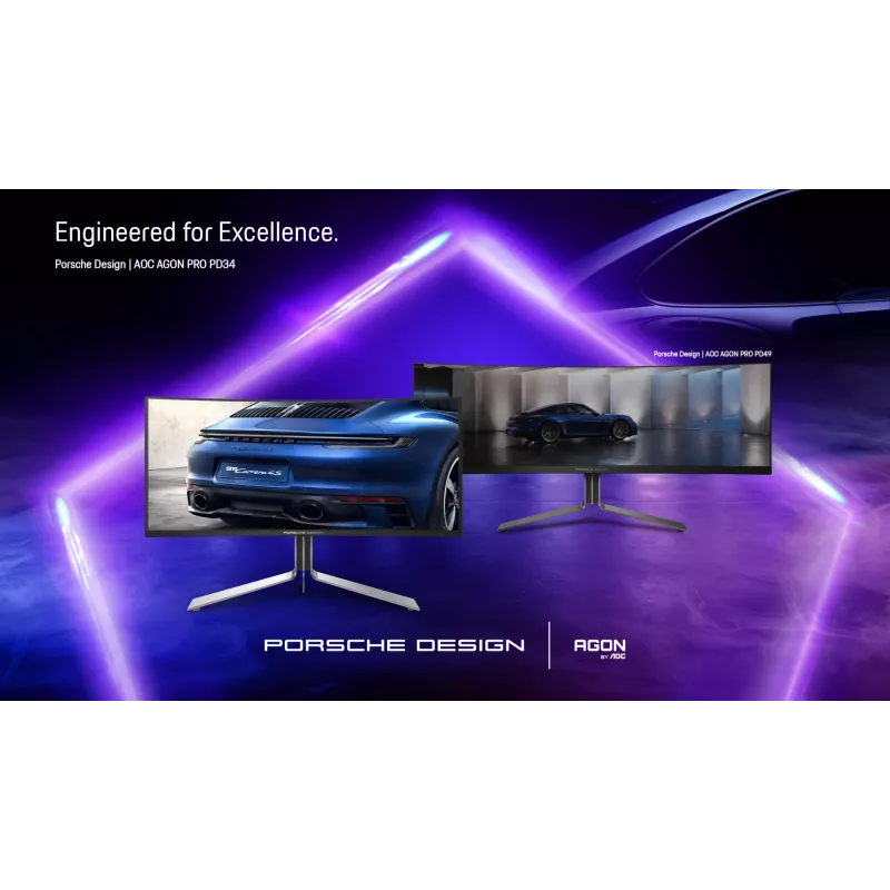 AOC Porsche PD34 kompiuterio monitorius 86,4 cm (34 col.) 3440 x 1440 pikselių „Wide Quad HD“ QD-OLED juodas