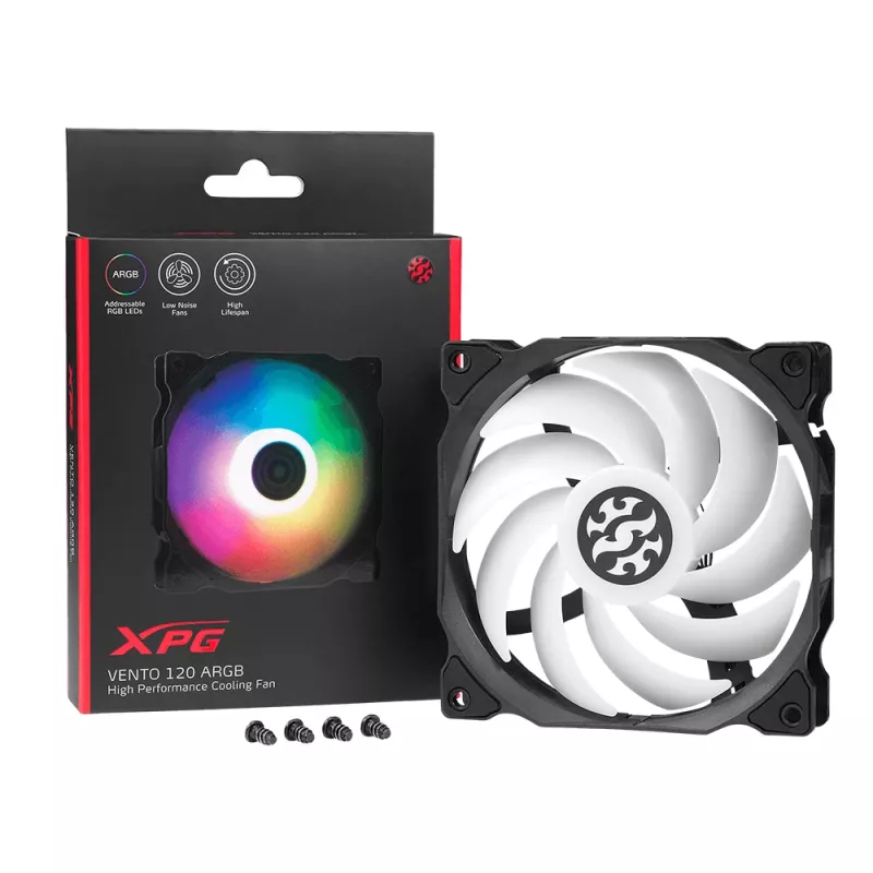XPG VENTO 120 ARGB Juoda, ventiliatorius, 12 cm, 1200 RPM, juoda