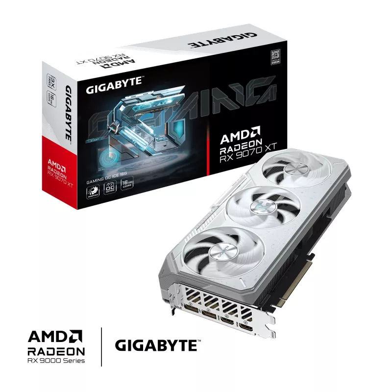 Vaizdo plokštė GIGABYTE Radeon RX 9070 XT GAMING OC ICE 16 GB GDDR6 256 bitų PCIe 5.0 3 ventiliatoriai balta