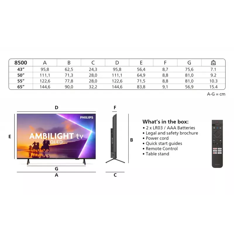 Philips 55PUS8500/12 televizorius 139,7 cm (55 col.) 4K Ultra HD išmanusis televizorius Wi-Fi juodas
