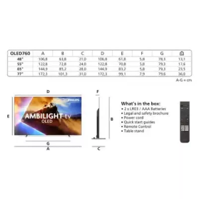 Philips Ambilight 48OLED760/12 televizorius 121,9 cm (48 colių) 4K Ultra HD išmanusis televizorius Wi-Fi pilka