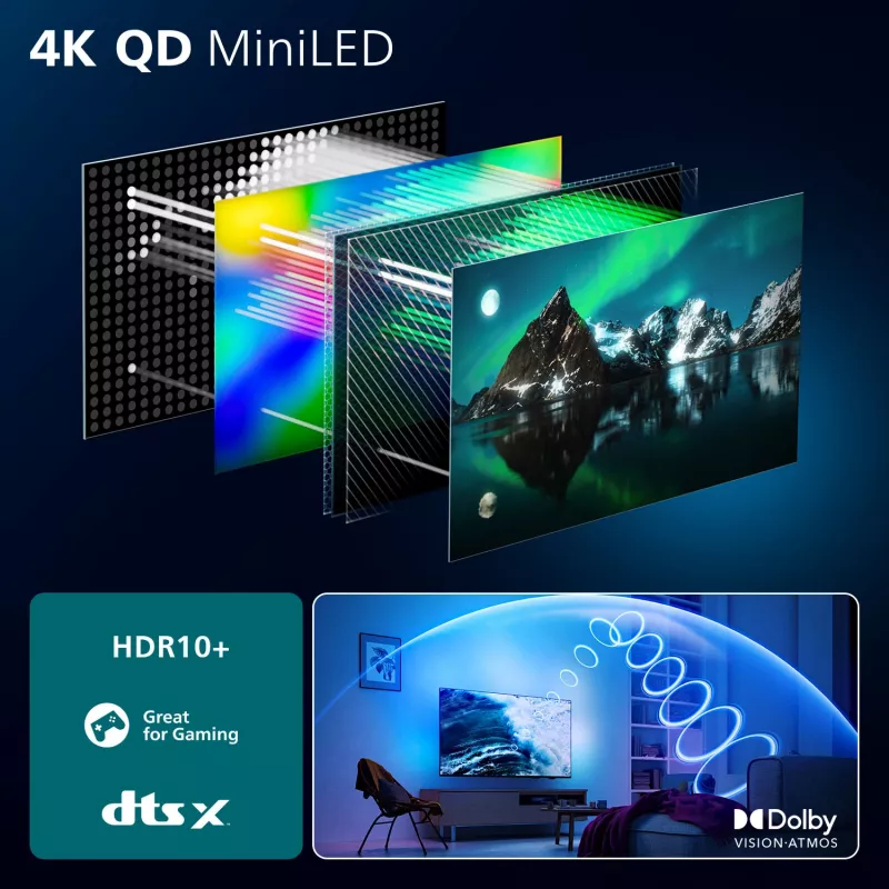 Televizorius Philips Ambilight 85MLED910/12 65 colių 4K Ultra HD QD-Mini LED