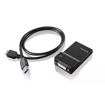 Lenovo USB 3.0 - DVI/VGA USB grafikos adapteris 2048 x 1152 pikselių, juodas