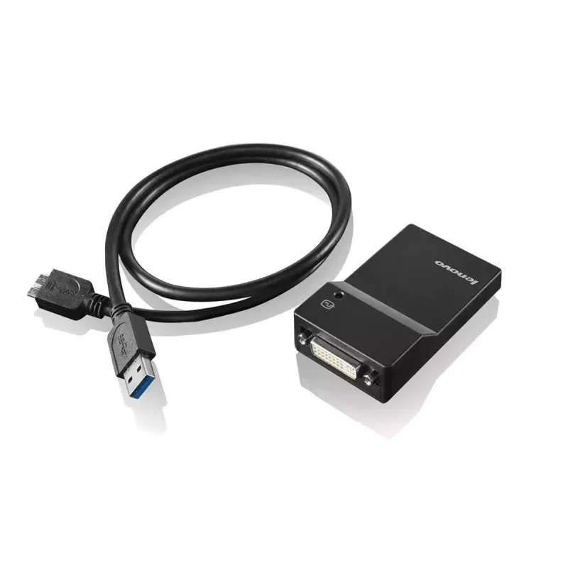 Lenovo USB 3.0 - DVI/VGA USB grafikos adapteris 2048 x 1152 pikselių, juodas