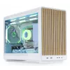 PC korpusas Lian Li A3-mATX Micro Tower — baltas su medžiu, palaiko ATX/SFX/SFX-L maitinimo šaltinius, Micro-ATX/Micro-ITX, 1x3,5 colio + 2x2,5 colio