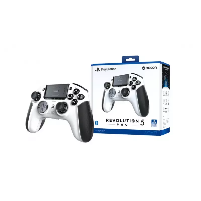 Žaidimų pultas bigben interactive NACON Revolution 5 Pro — „Bluetooth“ belaidis valdiklis, skirtas PC, PS4, PS5, 3 m laidas, juoda / balta