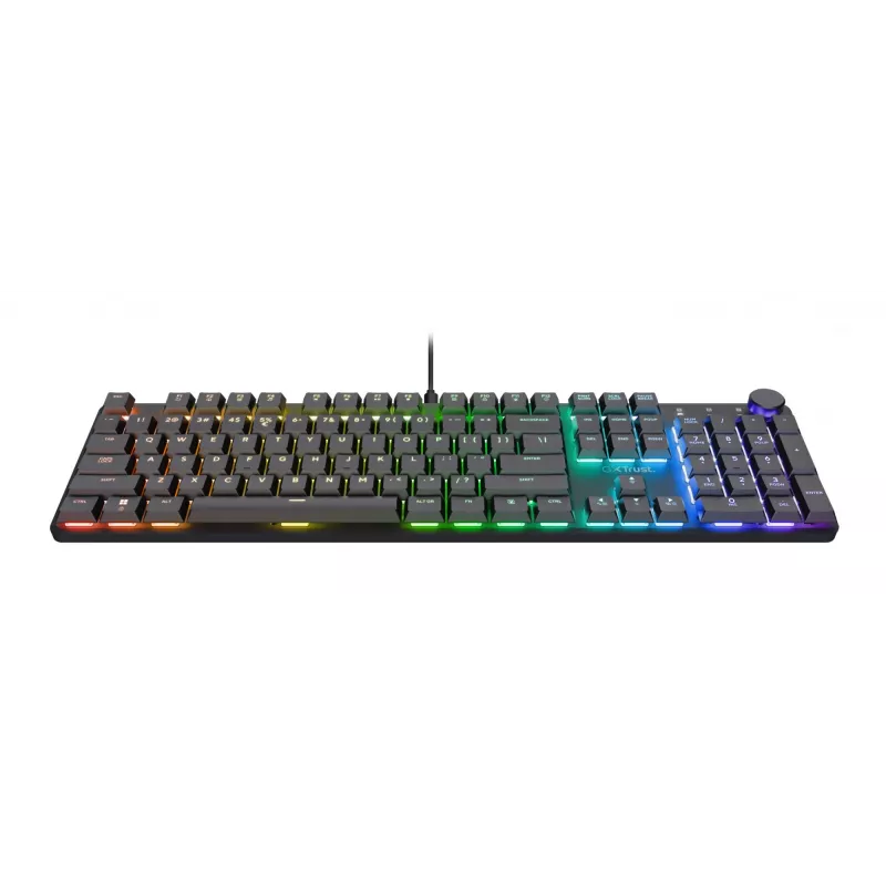Mechaninė žaidimų klaviatūra TRUST GXT 866 TORIX USB pilno dydžio 104 klavišų QWERTY juoda RGB