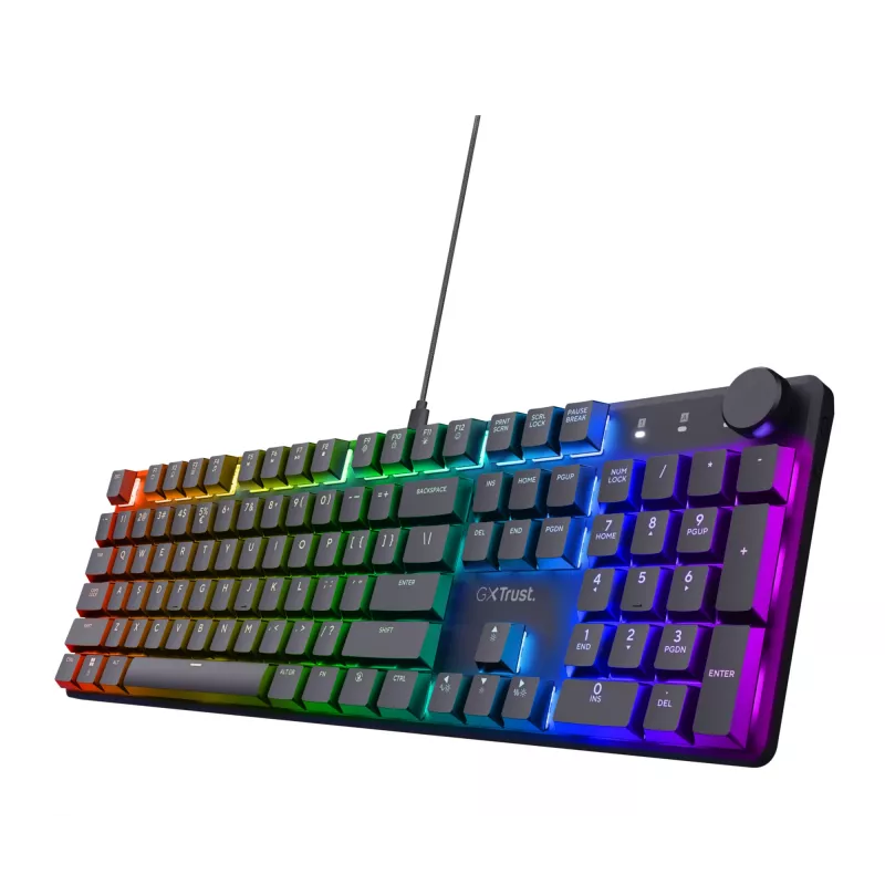 Mechaninė žaidimų klaviatūra TRUST GXT 866 TORIX USB pilno dydžio 104 klavišų QWERTY juoda RGB